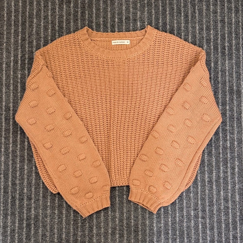 Moon & Madison Textured Knit Sweater - Brown